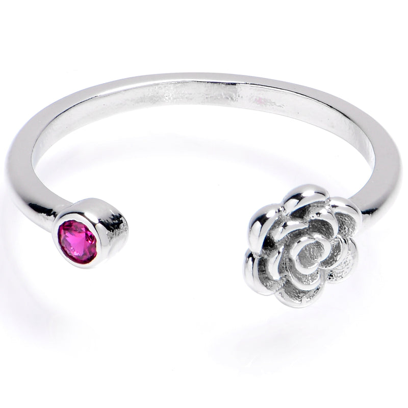 Pink Gem Flower Adjustable Toe Ring