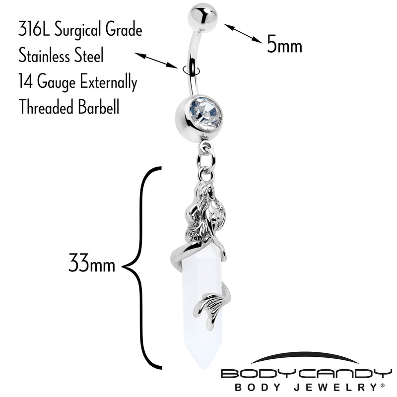 Clear Gem Mermaid Rider Dangle Belly Ring