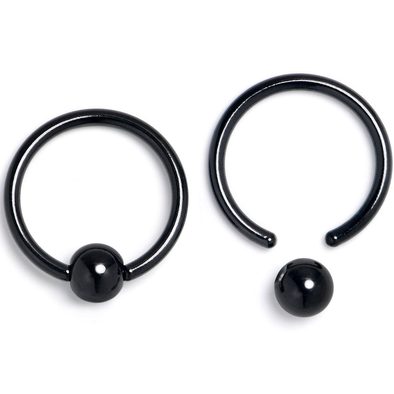 16G 3/8 Black Medieval Sword BCR Captive Ring Set of 4