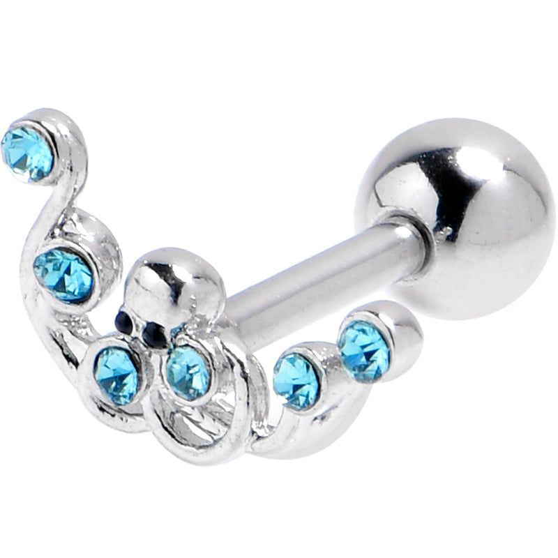 16G 1/4 Blue Gem Scrolling Elegance Cartilage Tragus Earring
