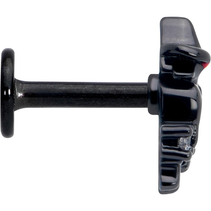 16G 1/4 Clear CZ Gem Black Raven Witch Labret Monroe Tragus