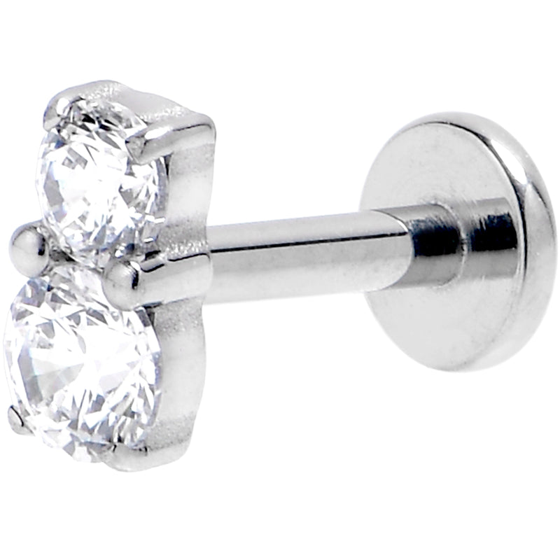 16G 1/4 Clear Gem G23 Titanium Threadless Push In Labret Tragus
