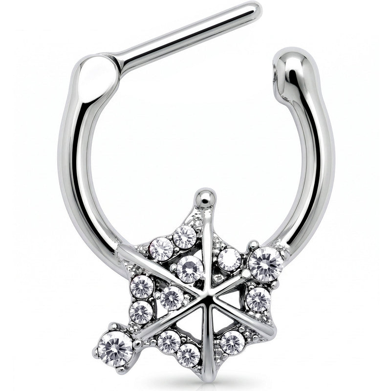 16G 5/16 Clear Gem Spiderweb Goth Cartilage Clicker