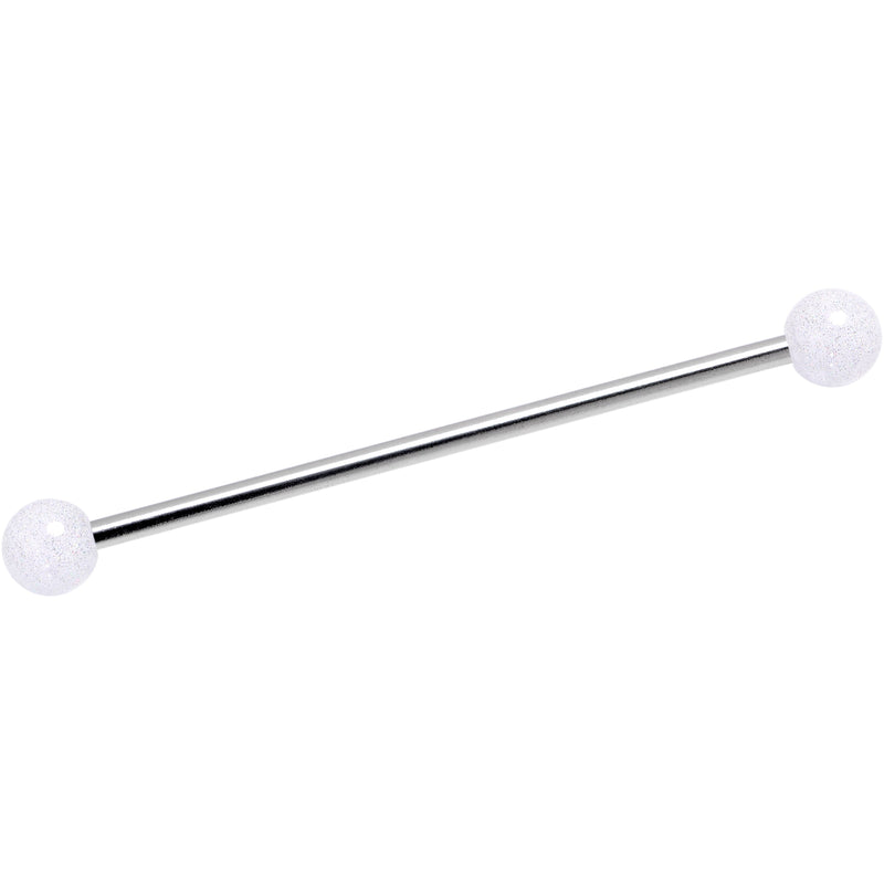 14G Shimmer White Ends Industrial Barbell 38mm