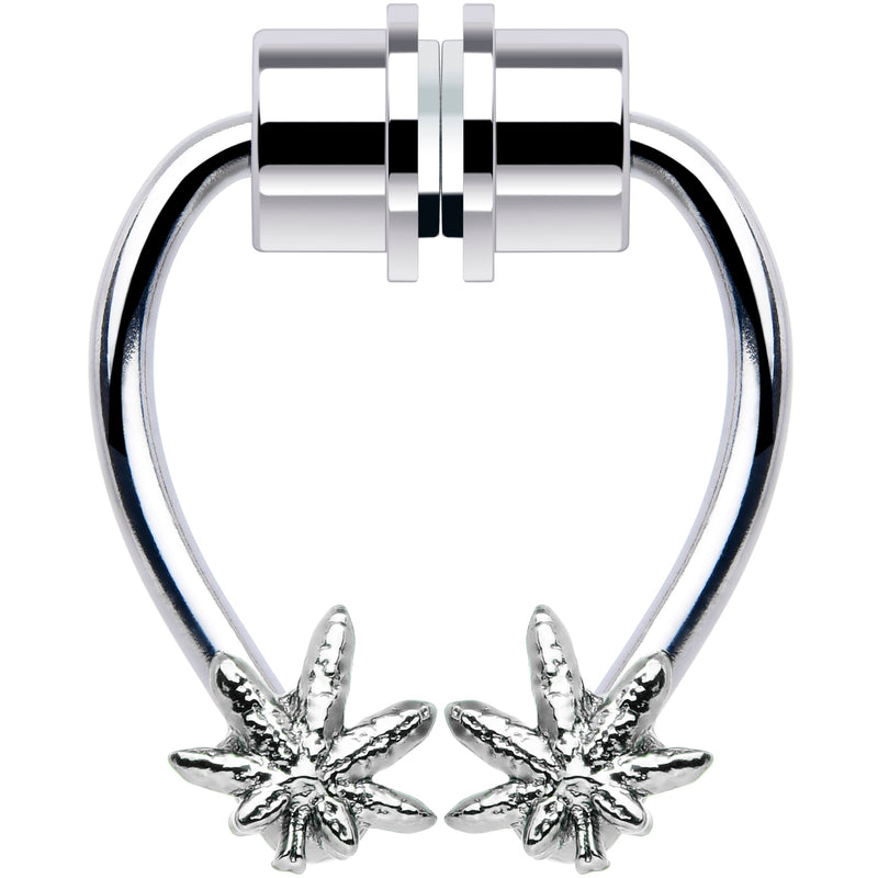 Pot Leaf Magnetic Septum Ring Horseshoe Non-Pierced Fake Nose Ring