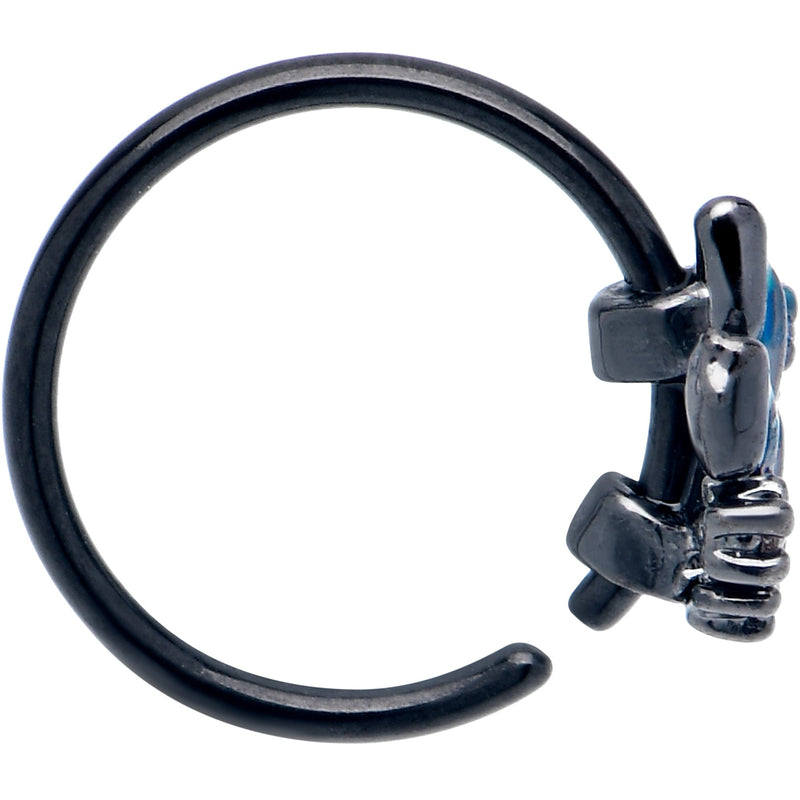 20G 5/16 Clear CZ Gem Black Lush Leaves Nose Hoop