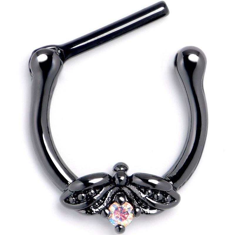 16G 5/16 Aurora Gem Black Beauty Bug Cartilage Clicker