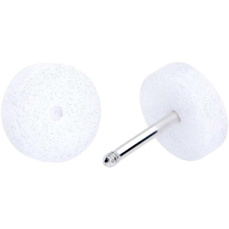 18G White Shimmer Acrylic Cheater Plug Set