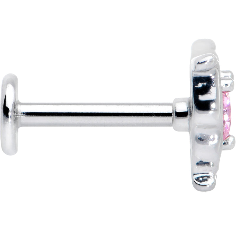 16G 5/16 Pink Gem Fancy Fab Butterfly Internally Threaded Labret