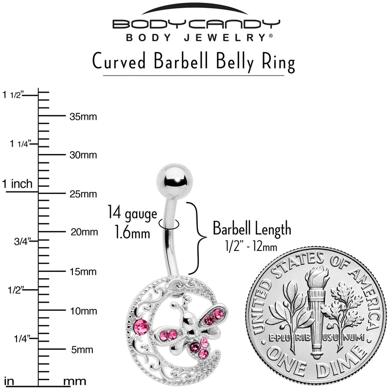 Pink Gem Lunar Dragonfly Belly Ring