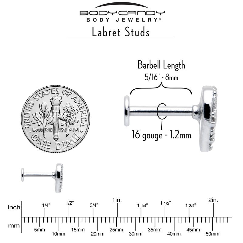 16G 5/16 Clear CZ Gem Lattice Hear Internally Threaded Labret