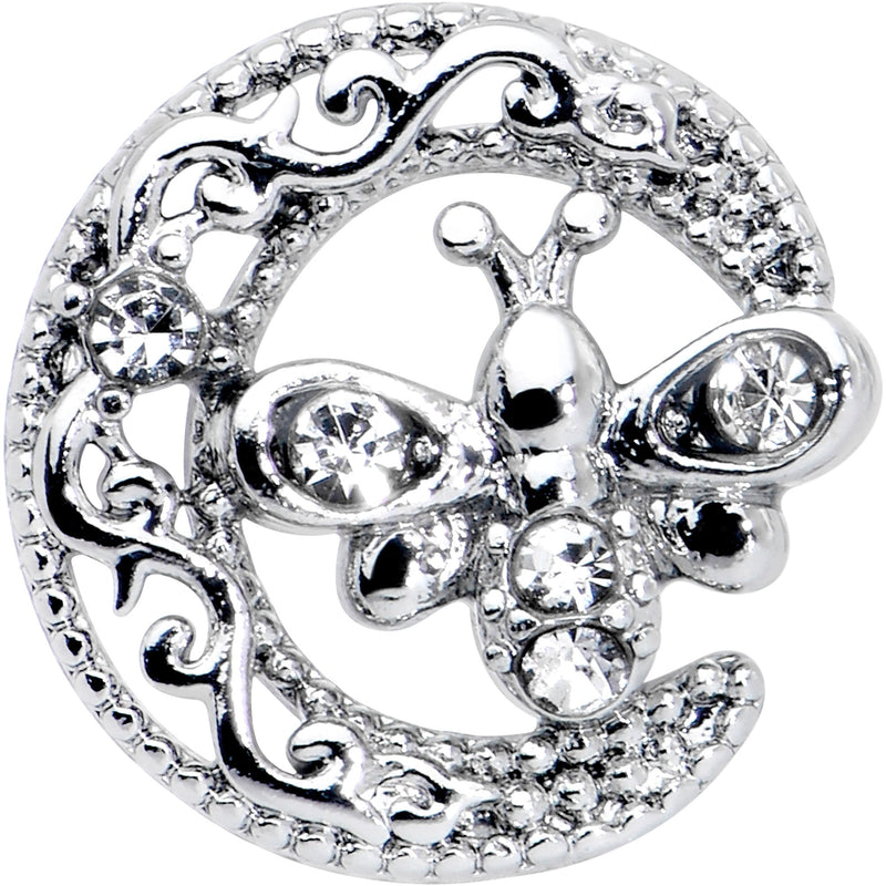 16G 1/4 Clear Gem Lunar Dragonfly Cartilage Tragus Earring