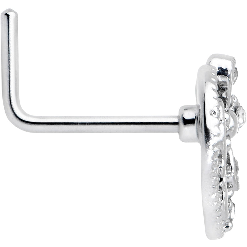 20G 7mm Clear Gem Lunar Dragonfly L Shape Nose Ring