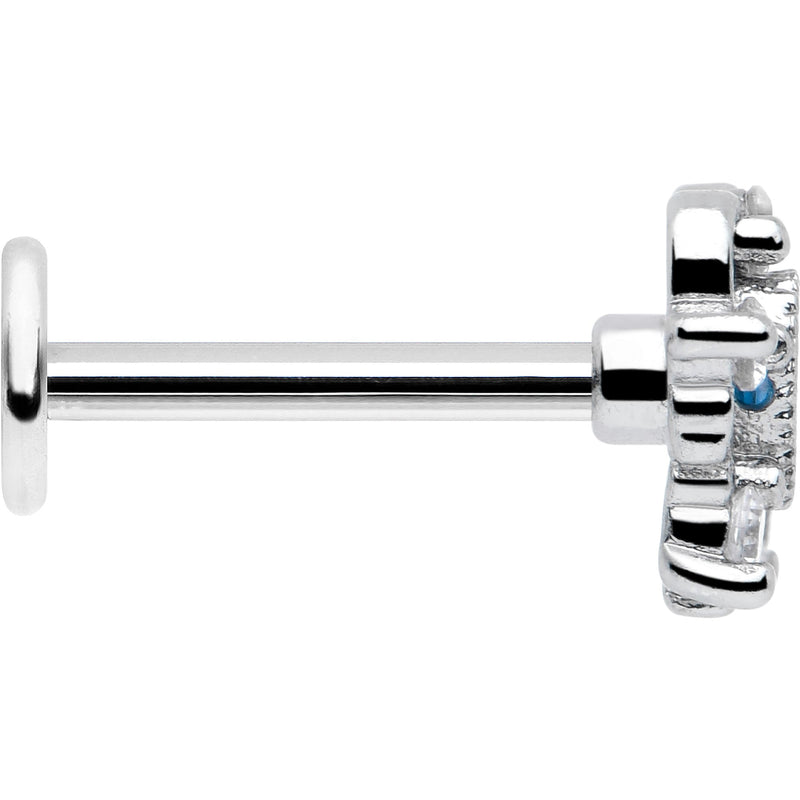16G 5/16 Blue Clear CZ Gem Heart Pair Labret Monroe Tragus