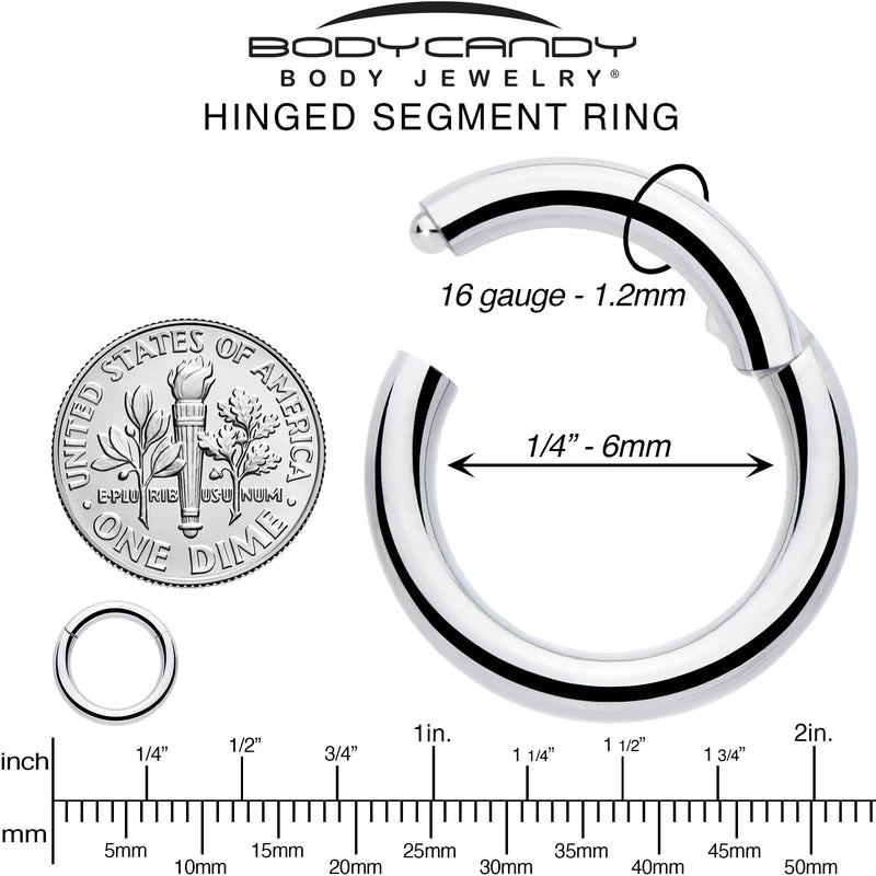 16G 1/4 316L Surgical Steel Precision Hinged Segment Hoop