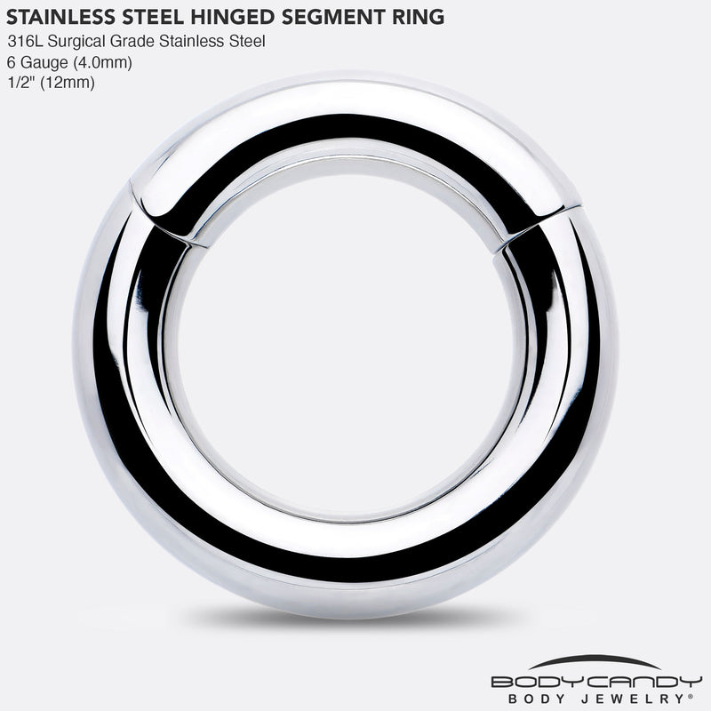 6G 1/2 316L Surgical Steel Precision Hinged Segment Hoop