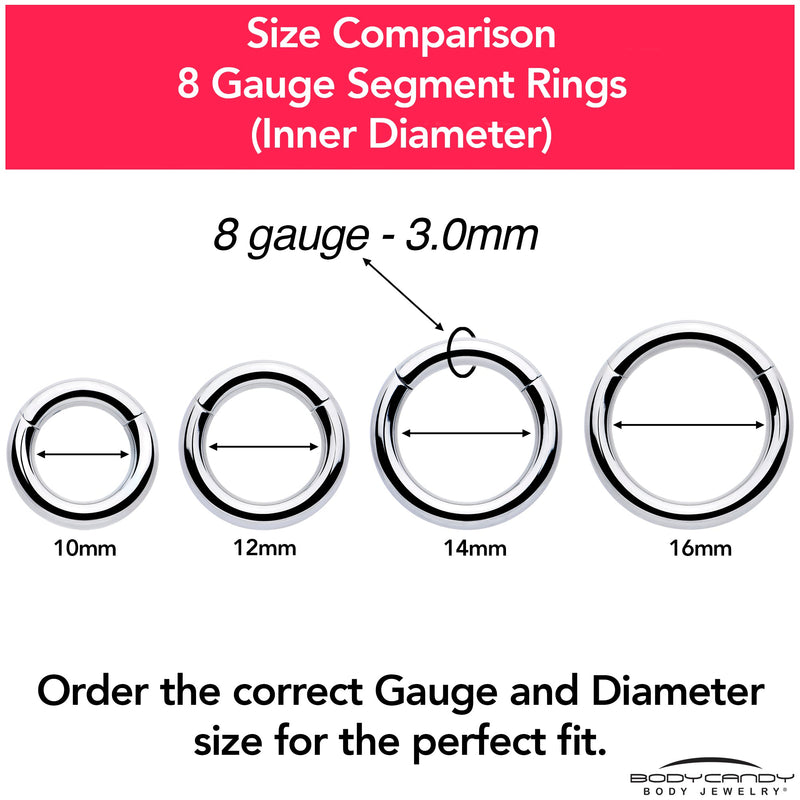 8G 1/2 316L Surgical Steel Precision Hinged Segment Hoop