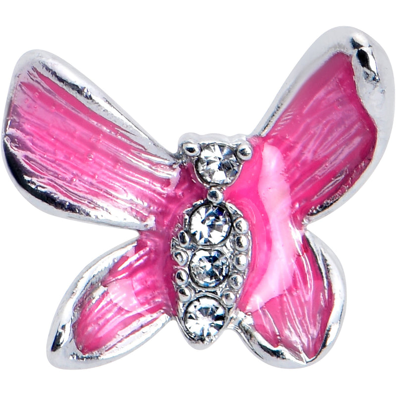 16G 5/16 Clear Gem Chunky Butterfly Pink Labret Monroe Tragus