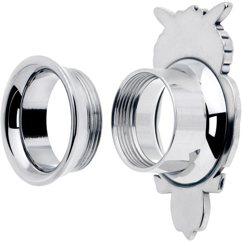 Red CZ Gem Wise Owl Screw Fit Tunnel Plug Set Available Sizes 6mm to 16mm