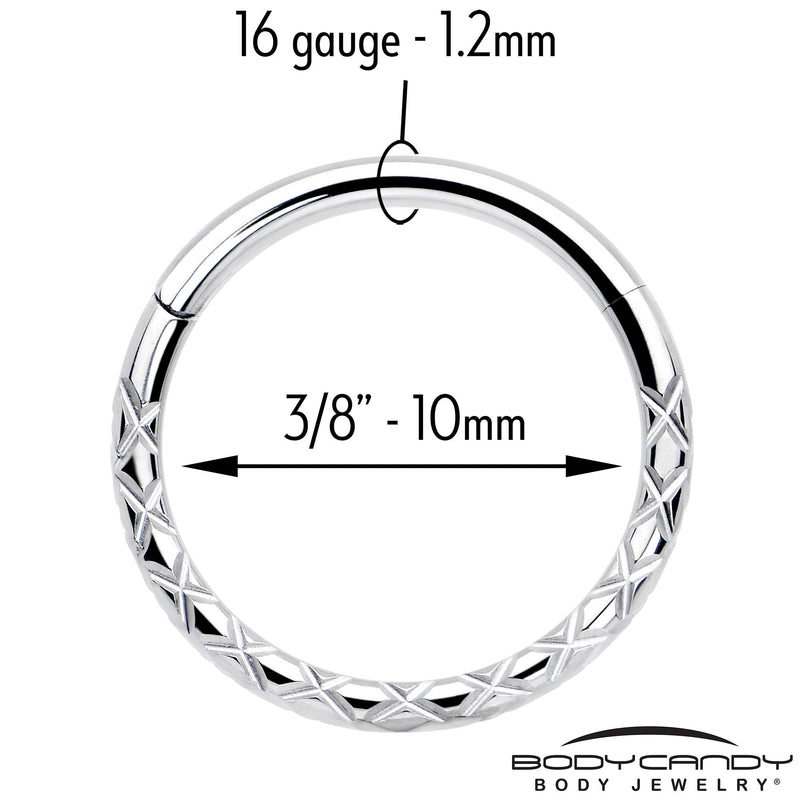 16G 3/8 Implant Grade Titanium Snakeskin Style Hinged Segment Ring