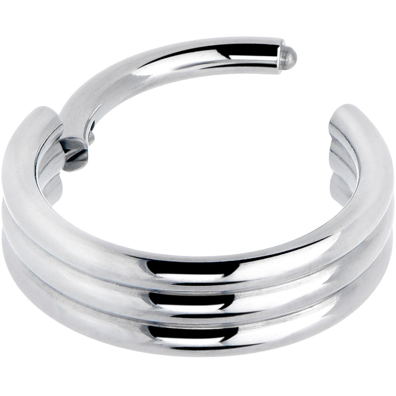 16G 3/8 Implant Grade Titanium Triple Stacked Hinged Segment Ring