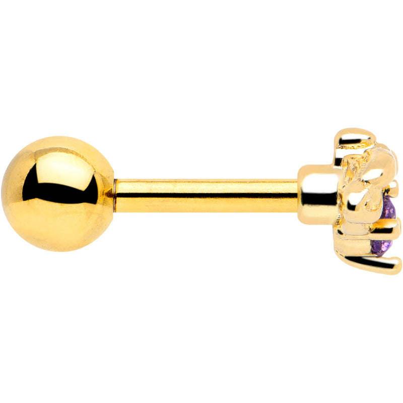 16G 1/4 Purple Gem Gold Tone Beauty Bug Cartilage Tragus Earring