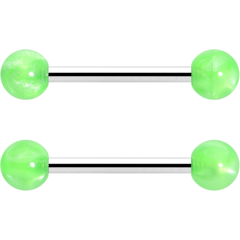 14G 9/16 Color Acrylic Ball Ends Barbell Nipple Ring Set