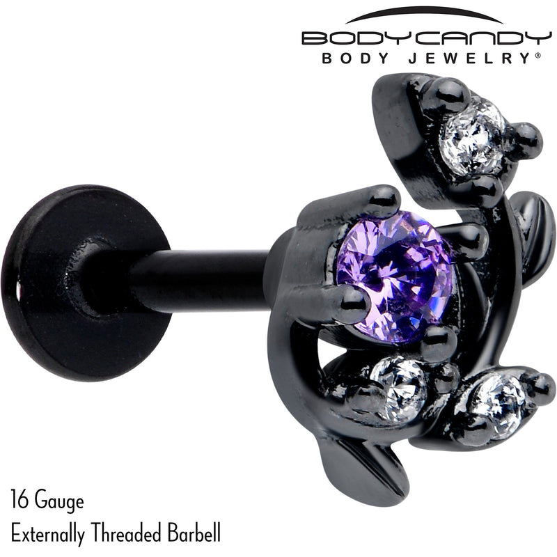 16G 5/16 Purple Clear Gem Black Twining Vine Labret Monroe Tragus