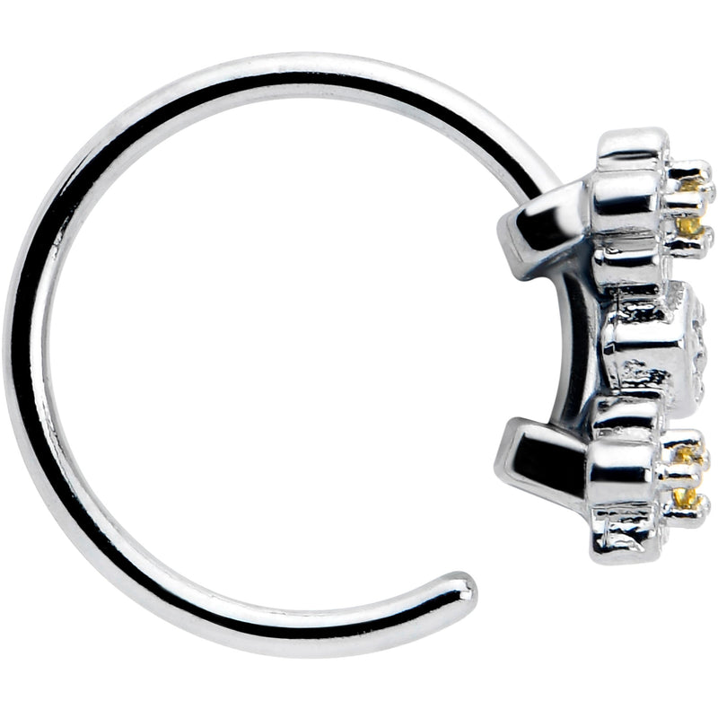 20G 5/16 Yellow CZ Gem Flower Honeycomb Nose Hoop