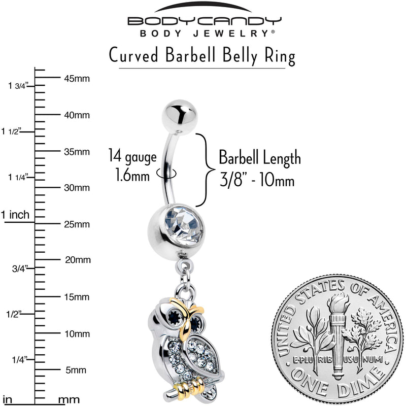 Clear Gem Evening Owl Dangle Belly Ring