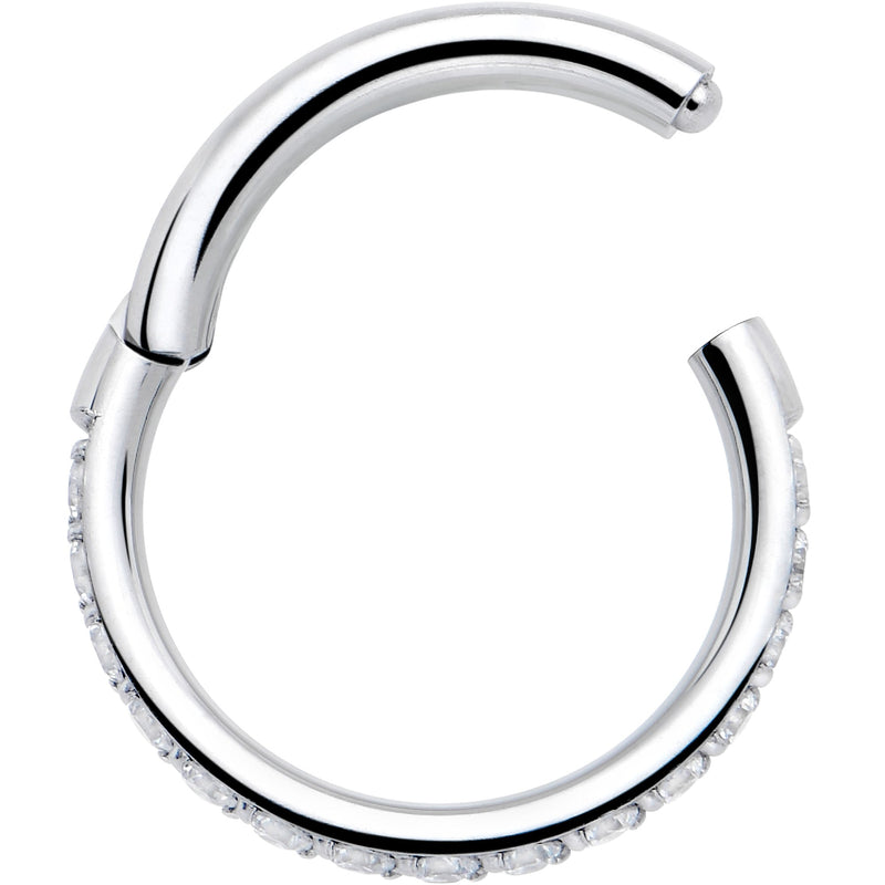 16G Clear Cubic Zirconia Forward Facing Hinged Segment Ring