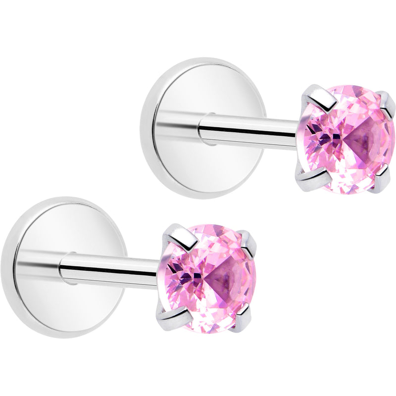 3mm CZ Gem Round Flat Back Stud Earrings - 1 Pair