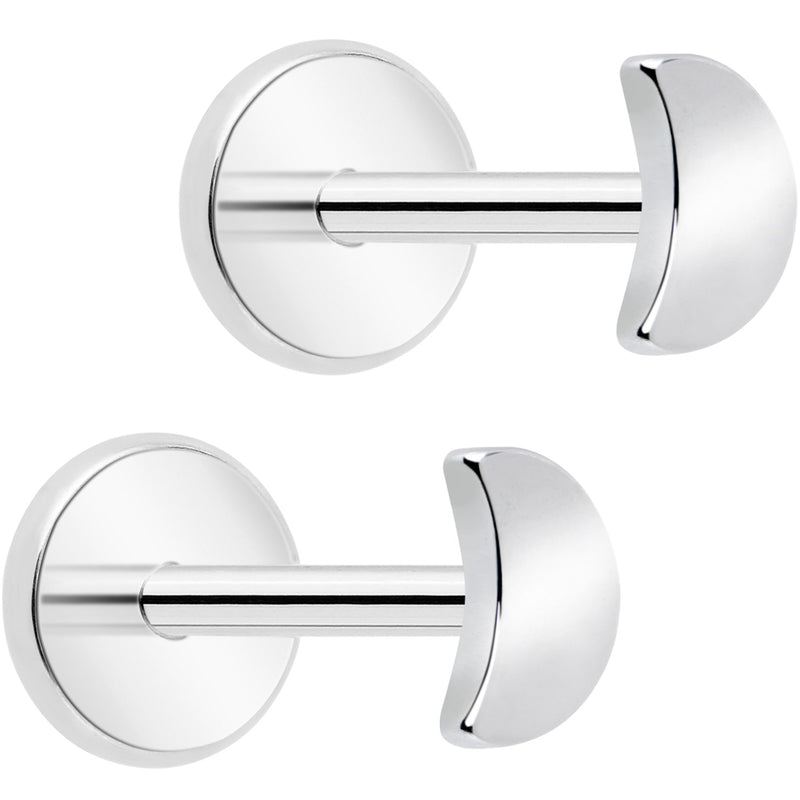 4mm Crescent Moon Flat Back Stud Earrings - 1 Pair