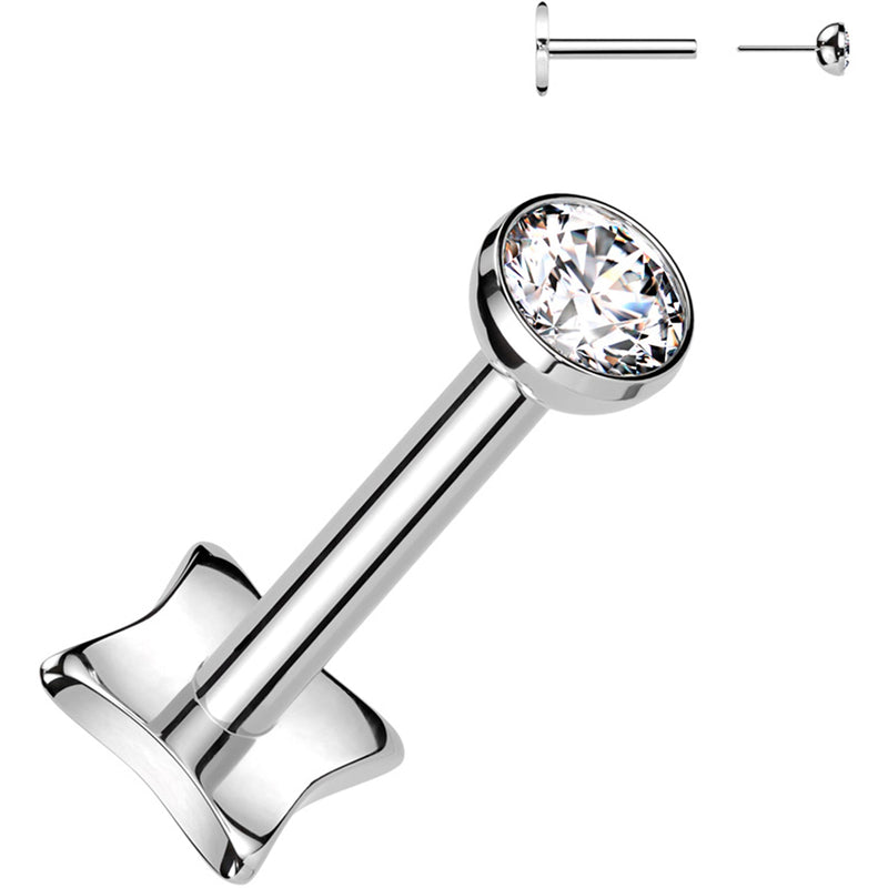 18G 1/4 3mm CZ Gem Medical Grade Titanium Reversible Flat Back Earring