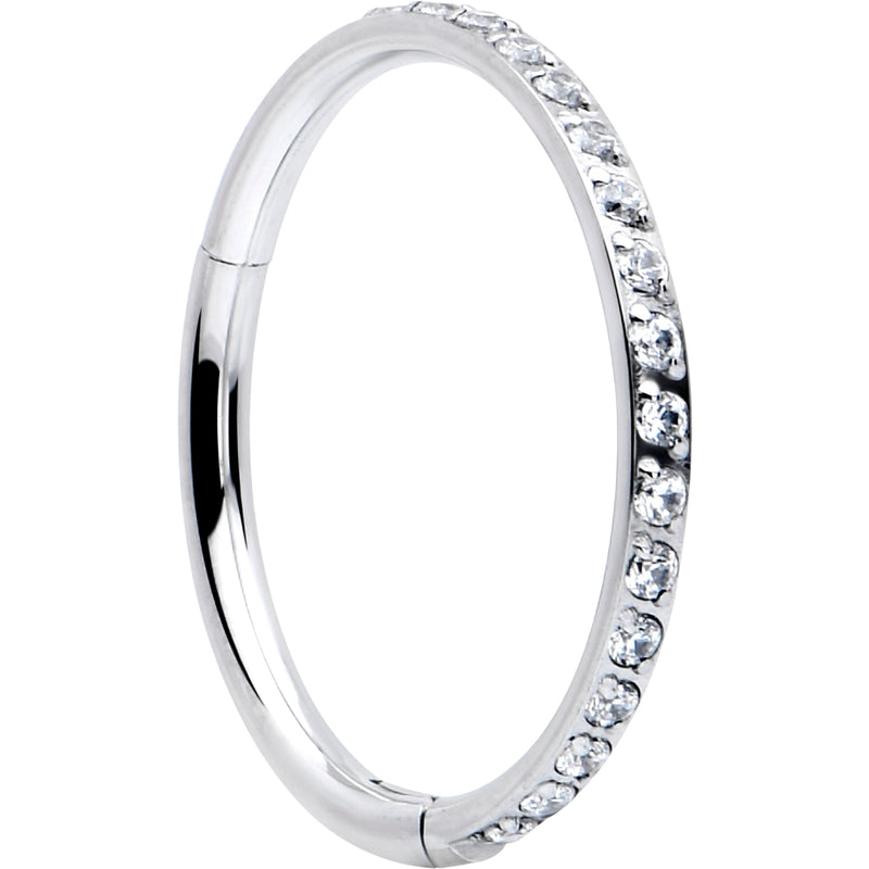 20G 5/16 Clear Cubic Zirconia Forward Facing Hinged Segment Ring