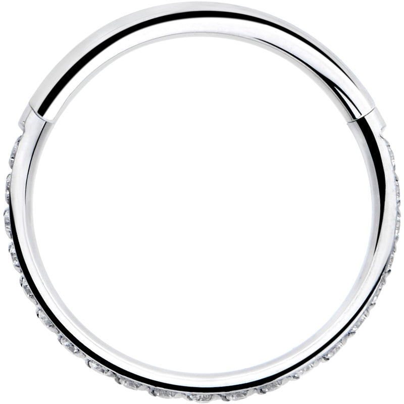 20G 5/16 Clear Cubic Zirconia Forward Facing Hinged Segment Ring