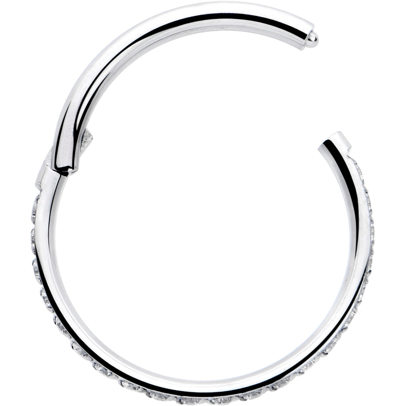 20G 5/16 Clear Cubic Zirconia Forward Facing Hinged Segment Ring