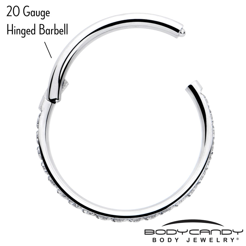 20G 5/16 Clear Cubic Zirconia Forward Facing Hinged Segment Ring