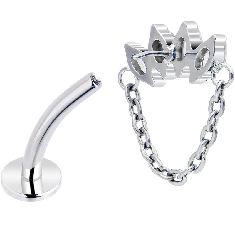 Gem Chain Dangle Titanium Push In Threadless Floating Belly Ring