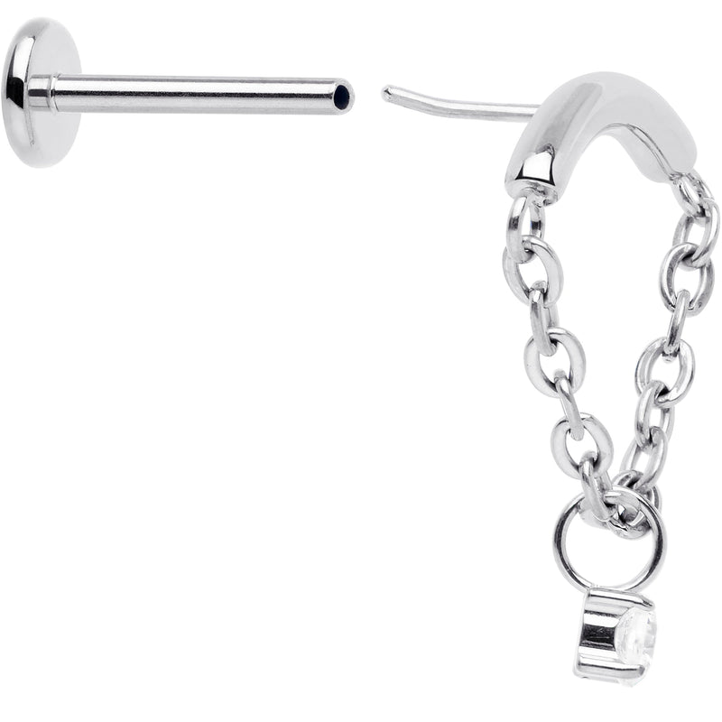 18G 5/16 CZ Gem Titanium Threadless Dangle Hidden Helix Earring