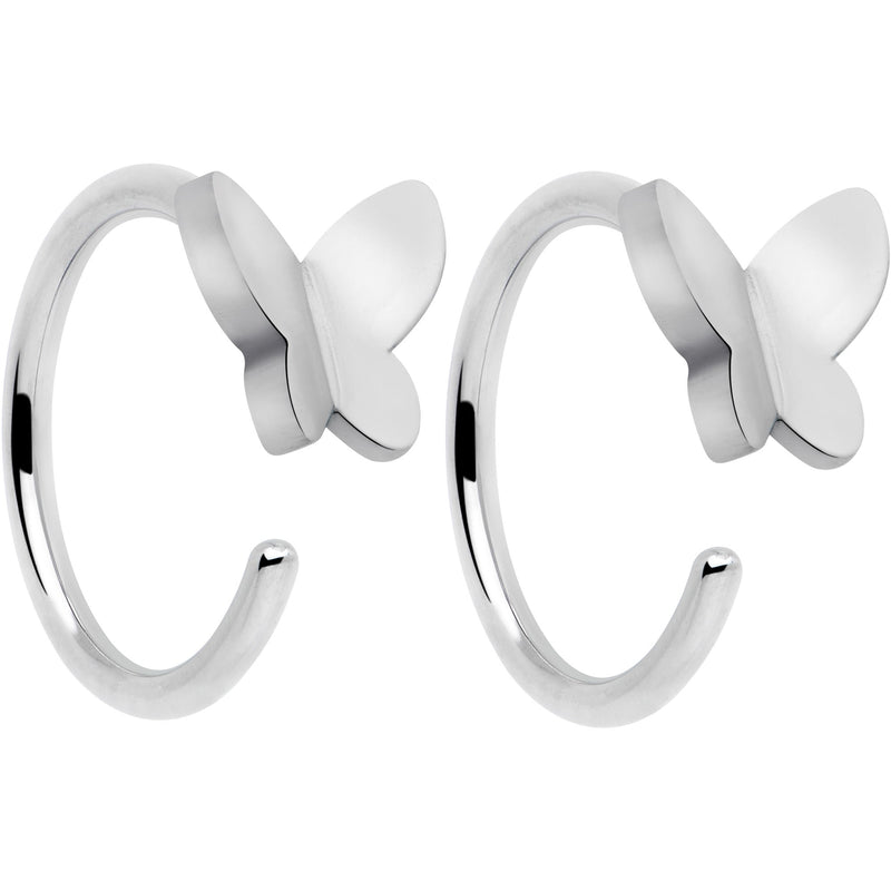 20G Implant Grade Titanium Butterfly Open Hoop Earrings