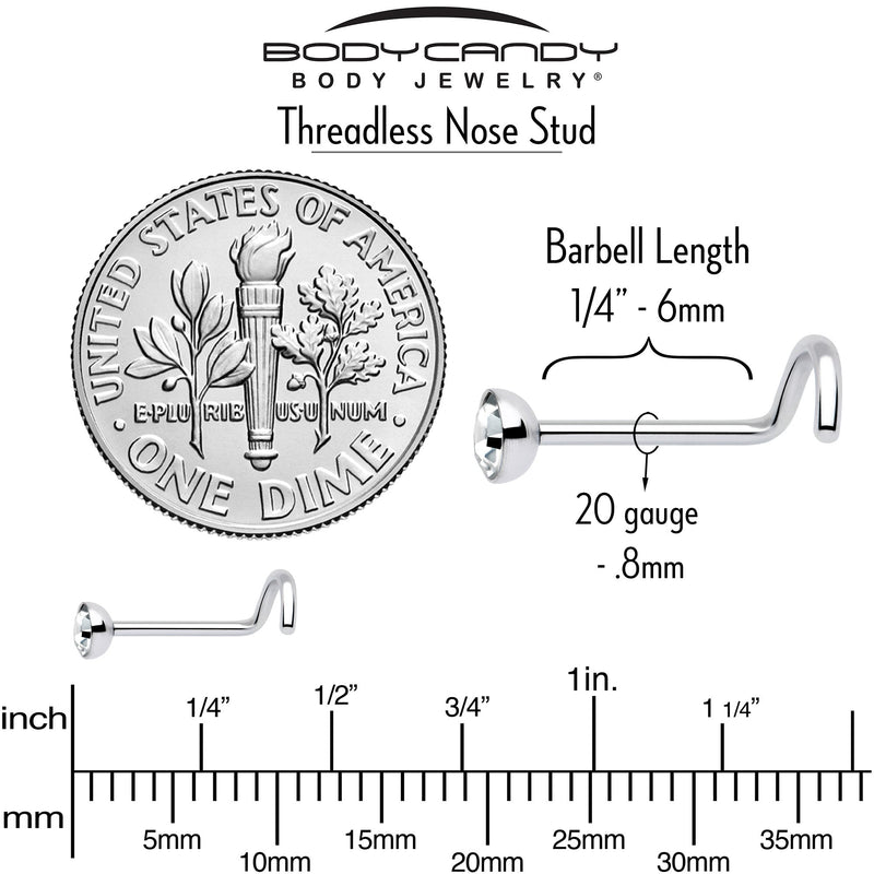 20G 3mm CZ Bezel Set Push-In Threadless Nose Screw Nose Ring