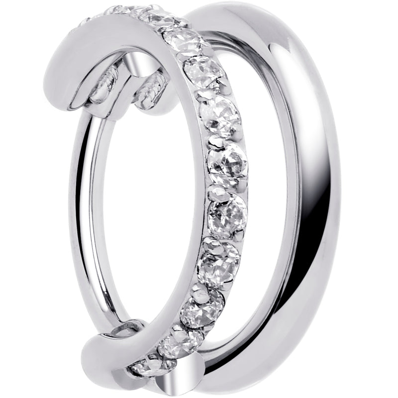 Single Row Micro Gem Implant Grade Titanium Hinged Double Hoop Nose Ring
