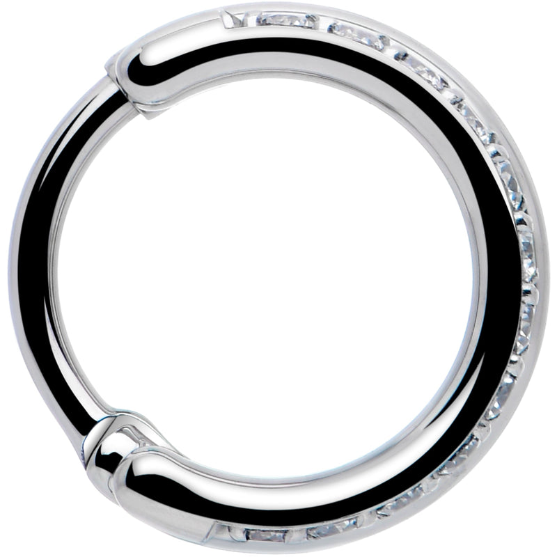 Single Row Micro Gem Implant Grade Titanium Hinged Double Hoop Nose Ring