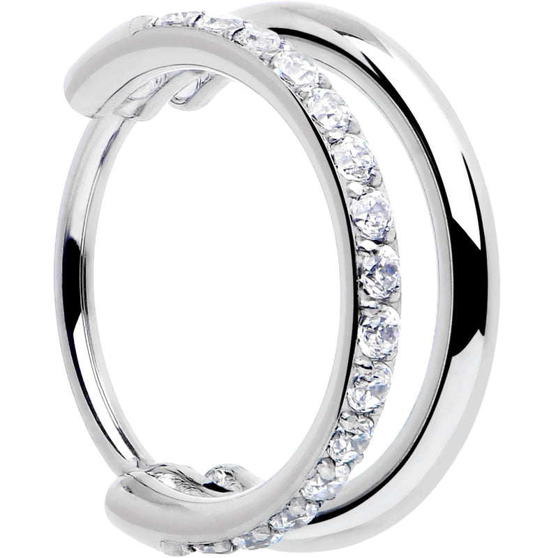 Single Row Micro Gem Implant Grade Titanium Hinged Double Hoop Nose Ring