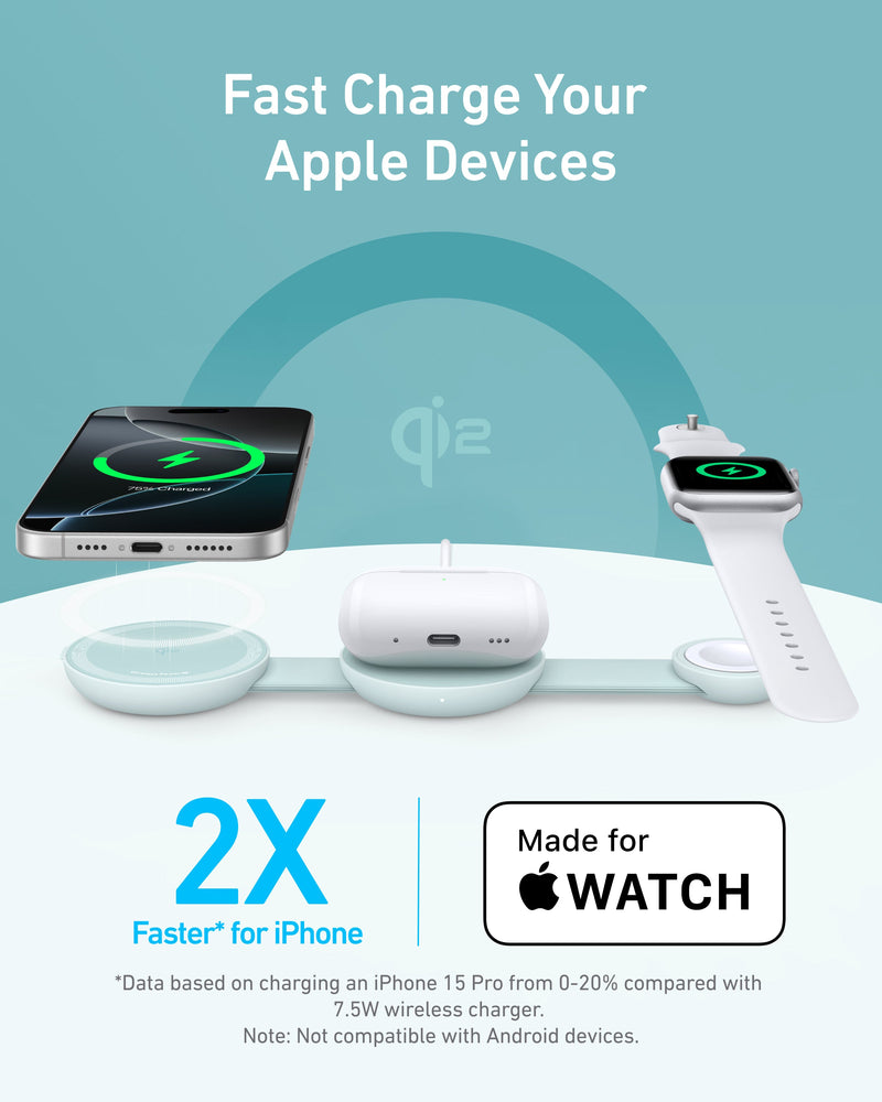 Anker MagGo Wireless Charging Station (3-in-1, Foldable Pad)