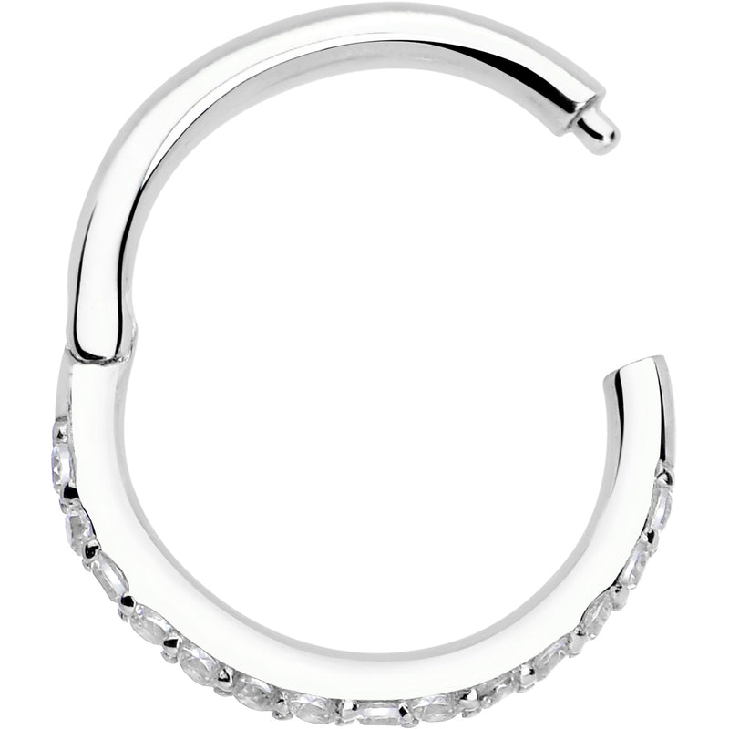 14k Solid White Gold Hinged Segment Ring Forward Facing CZ 18G 5/16