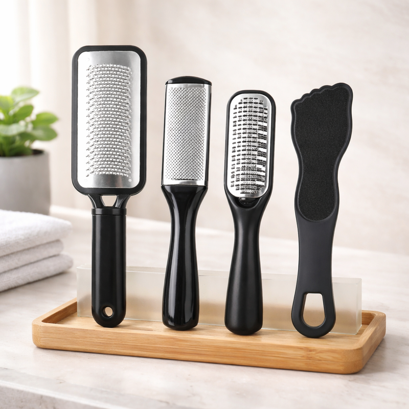 4-Piece Stainless Steel Foot File Set – Callus & Dead Skin Remover