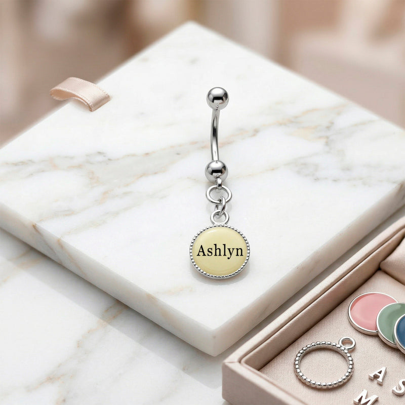 Custom Glow in the Dark Personalized Name Dangle Belly Ring