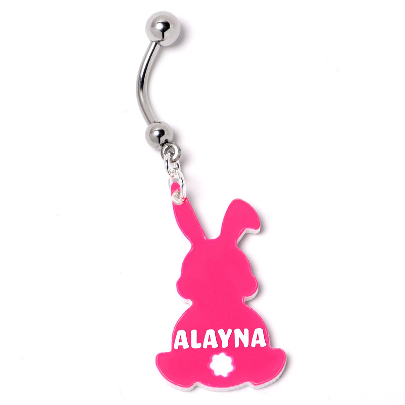 Custom Pink Bunny Rabbit Personalized Dangle Belly Ring